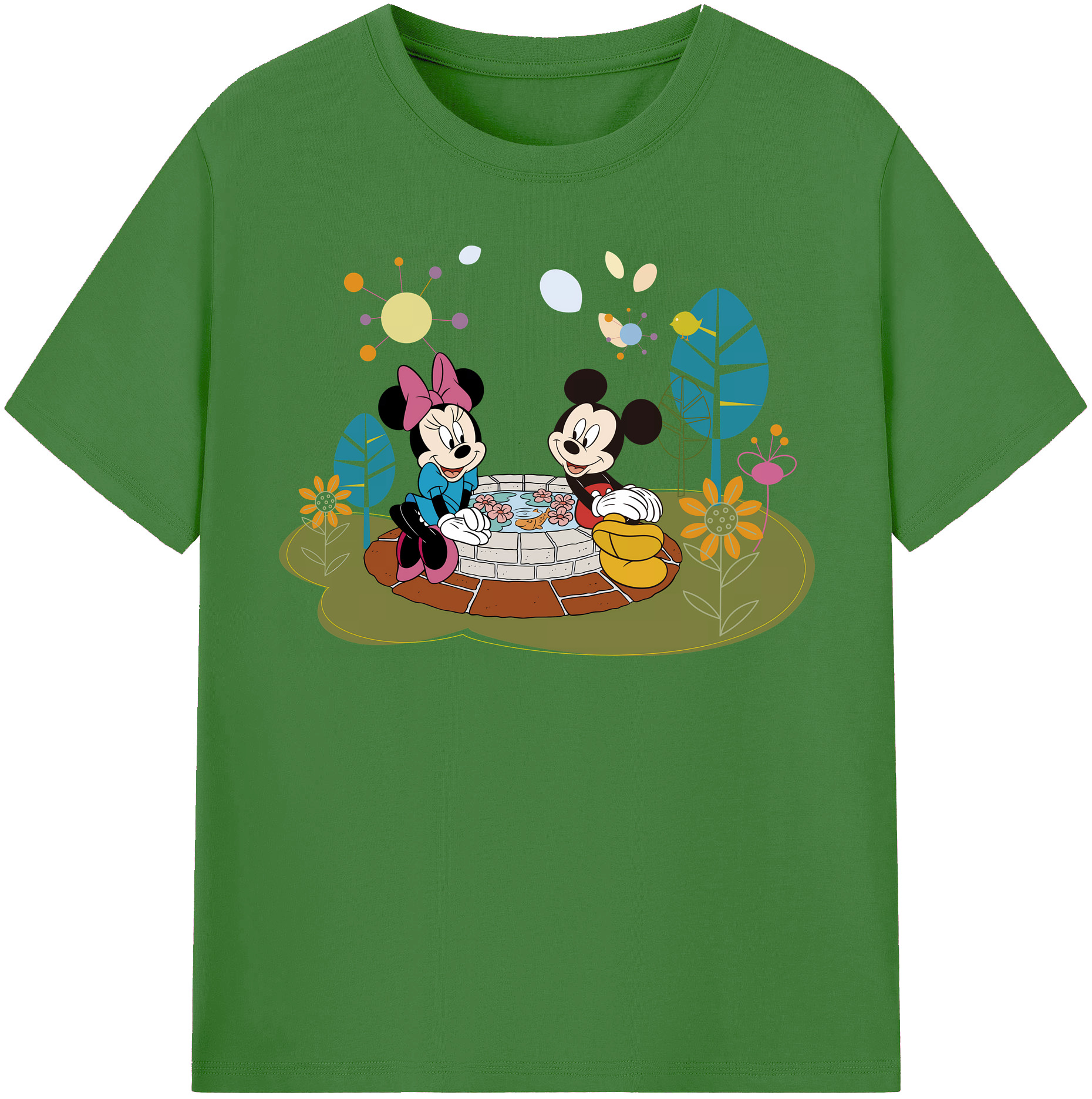 （画像用） ミッキーマウス Mickey Mouse レディースカジュアルプリントTシャツ（綿100％）